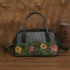 Ethnic Style Genuine Leather Retro Handbag Handmade Leather Carving Women's Shoulder Crossbody Bags