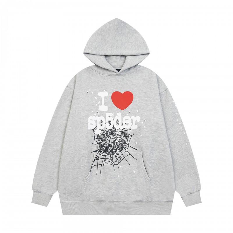 Mens Oversized Hooded Sweatshirt With Spiderweb Foam Print Cotton Fleece-Lined