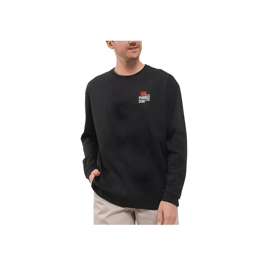 Vans Футболка с логотипом, с круглым вырезом и длинным рукавом, унисекс, топы, черная VN0A7YJKBLK