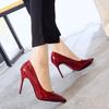 HOT Plus Size 34-44 HOT Women Shoes Pointed Toe Pumps Patent Leather Dress High Heels Boat Shoes Wedding Shoes Zapatos Mujerd76