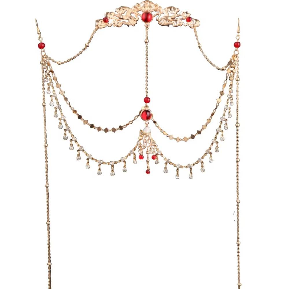 Корона Стразы Головная Цепочка Кисточка Свадебная Повязка на Голову Фея Цепочка на Лоб Ханфу Аксессуары для Волос