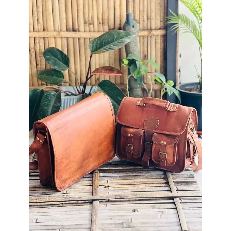 Мужская винтажная кожаная сумка-мессенджер через плечо, коричневая кожаная сумка ручной работы ( Бесплатная подарочная кожаная коричневая сумка для ноутбука размером 11 x 9 x 3 дюйма )