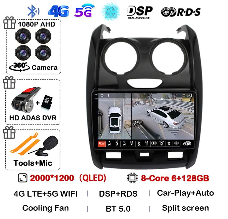 Android 14 Carplay Auto WIFI+4G для Renault Duster 2015 2016 2017 2018 2019 2020 Автомобильный радиоприемник GPS стерео мультимедийный плеер 2din DSP