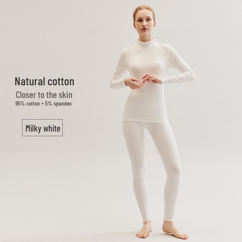 Женский облегающий хлопковый зимний теплый базовый слой со средней горловиной