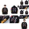 Shark Print Bomber Jacket For Men With Windproof Fabric For Casual Daily Wear