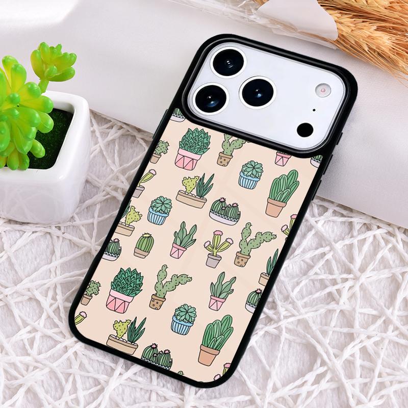 Милый Кактус в Горшке Чехол для Телефона для iPhone 17 Air 16 15 11 12 14 13 Pro Max Ударопрочный Чехол