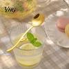Dishwasher Safe Spoon Tulip Shaped Stainless Steel Spoon, Long Handle Coffee Ice Cream Kitchen Flatware Dessert Serving with Hanging Hook, Utensils