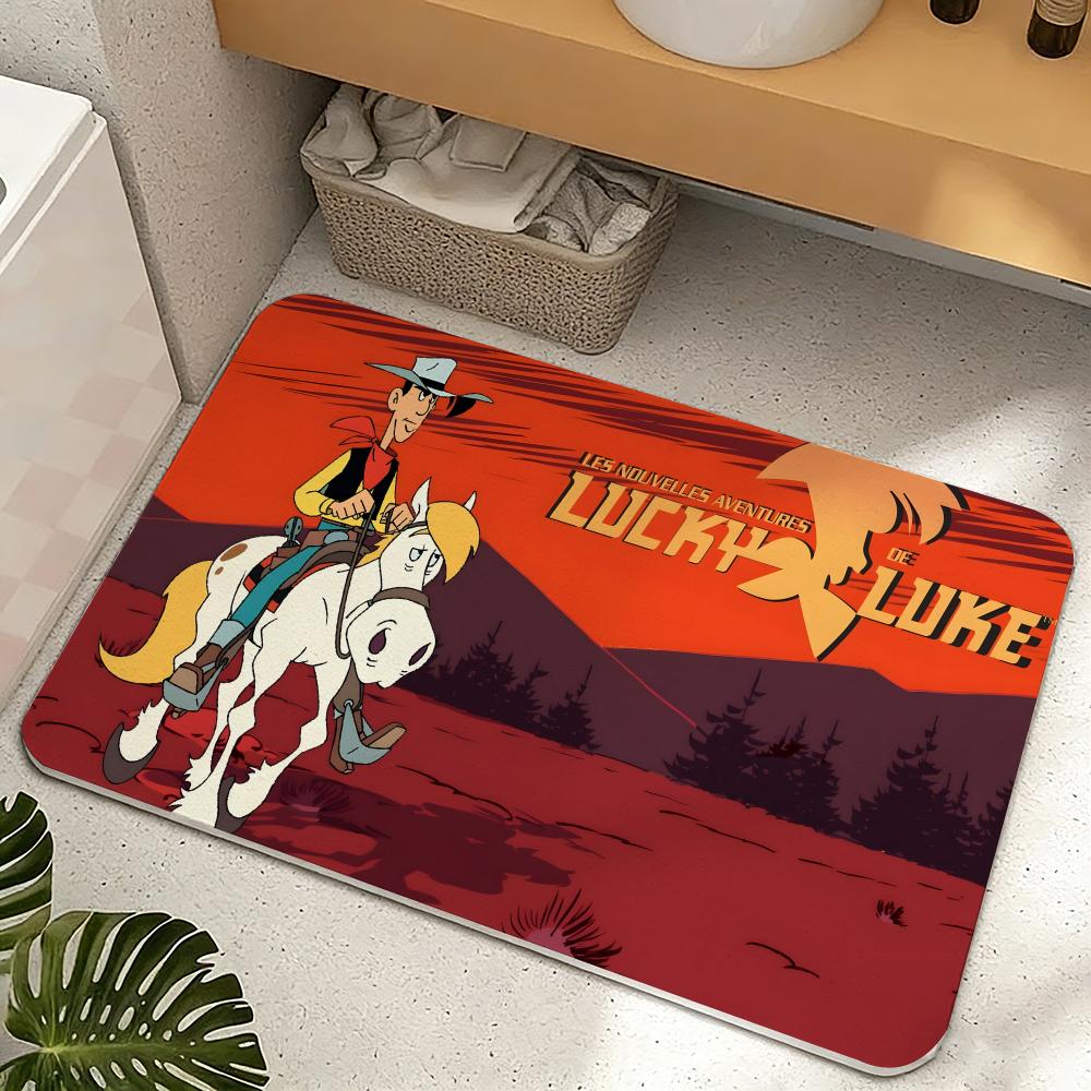 LUCKY LUKE CARTOON Floor Mat Diatomite Floor Mat Fast Drying Odor Resistant Non Slip Bath Kitchen Mat