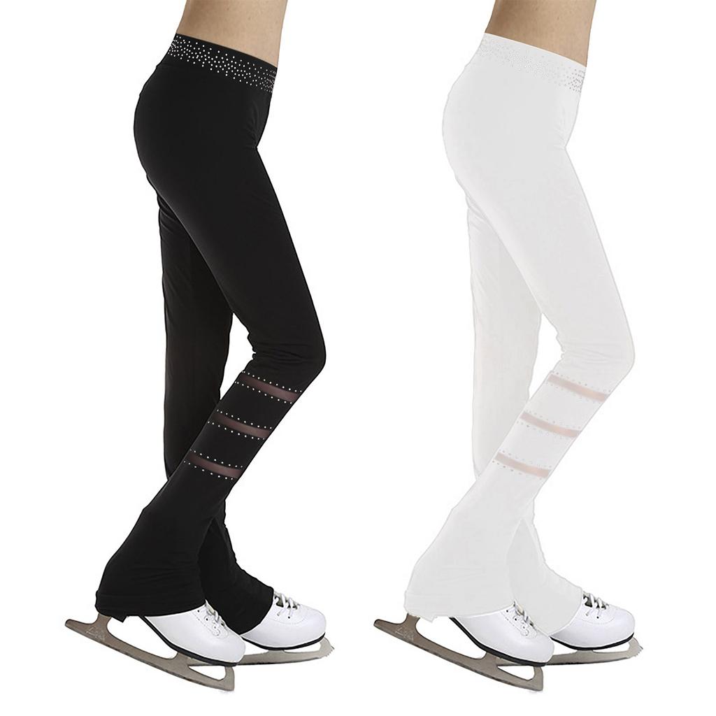 Kids Girls Ice Figure Skating Practice Long Pants Tights Trousers Rhinestones Child Skating Leggings