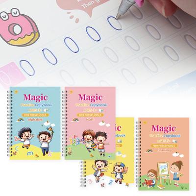 4 шт. Пропись для упражнений по письму для детей 3-10 лет, набор рабочих тетрадей для отработки почерка с буквами, цифрами, математикой, рисованием, английский прописной тренажер