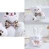 Cute Fluffy Plush Bear And White Rabbit Keychain Soft Stuffed Animal Bag Charm