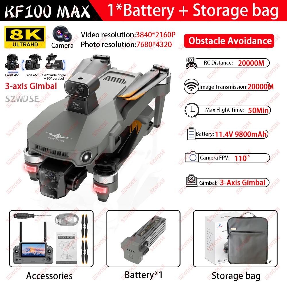 2025 NEW KF100/KF100 MAX GPS Drone With Screen 8K HD Camera 3-axis Gimbal Obstacle Avoidance Brushless Aerial Photography Drone
