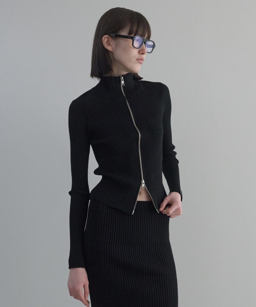 Deeto Ribbed Zip-Up [Black]