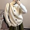 Водолазка однобортный однотонный свитер с длинным рукавом куртка женская свободная осенне-зимняя ленивая однотонная большого размера вязаный кардиган