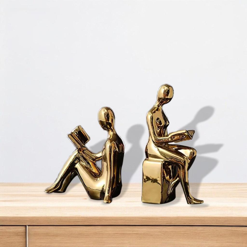 Современные абстрактные книгодержатели для чтения: Роскошная золотая/серебряная статуя человека. Скандинавское искусство из смолы для декора дома и офиса/Подарок