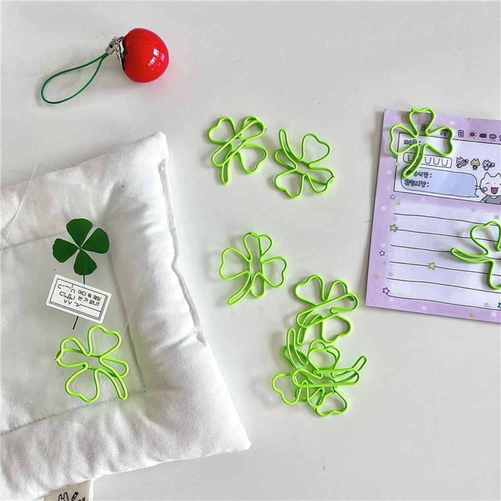 50Pcs Metal Paper Clip Clover Shaped File Clips Durable Bookmark