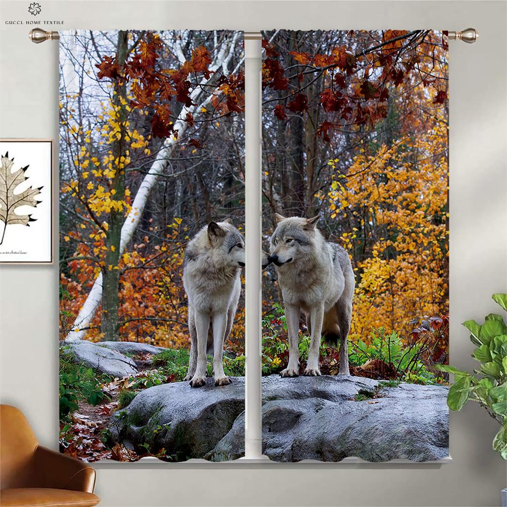Плотные шторы с принтом животных и волков, теплоизоляция, спальня, гостиная, кухонные декоративные шторы, украшение дома