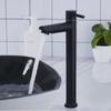 Silver/Black Single Cold Faucet Quick Open Sink Water Tap Heighten Washbasin Faucet  Sink