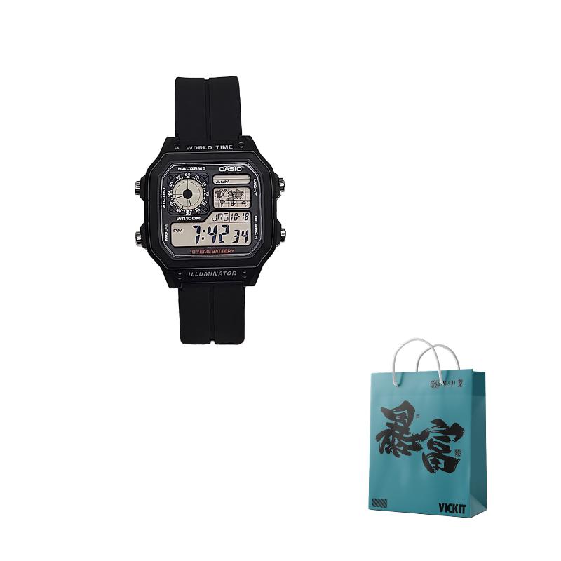 Casio Мужские ЧАСЫ для ПОДРОСТКОВ Черные AE-1200WH-1A(Watch3--)