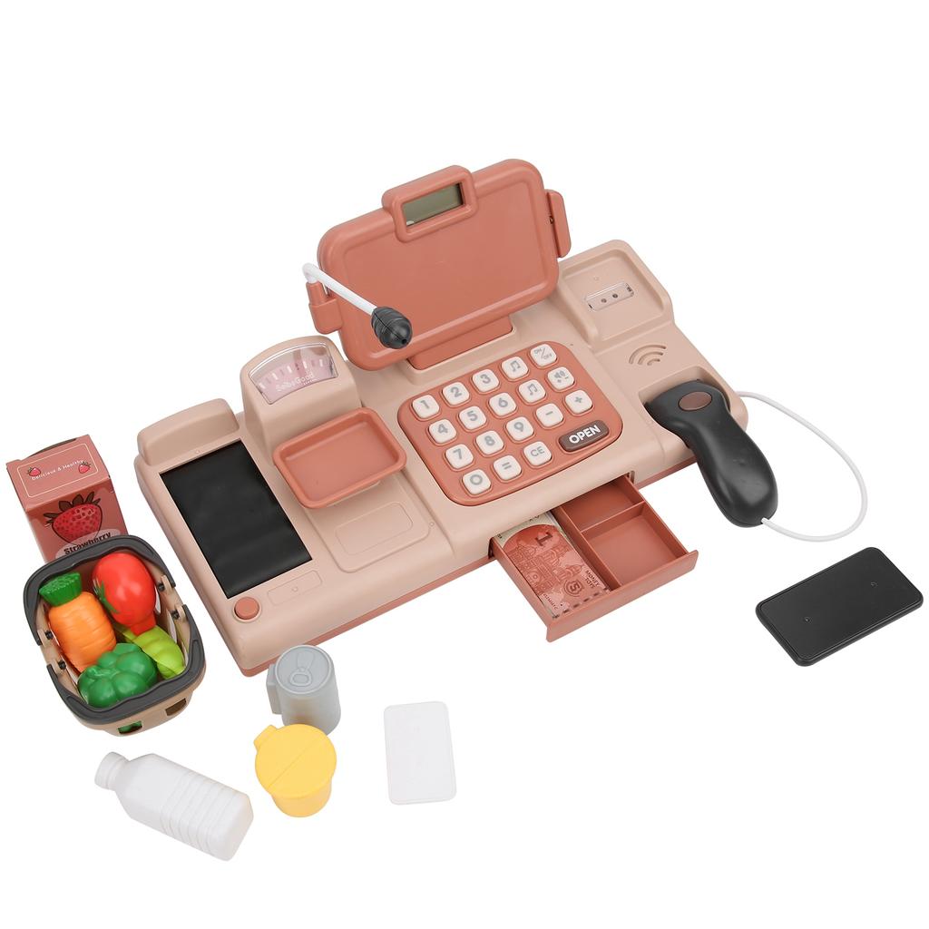 Игрушка кассовый аппарат Голосовая электронная ролевая игра Калькулятор кассира Детская развивающая игрушка Розовый