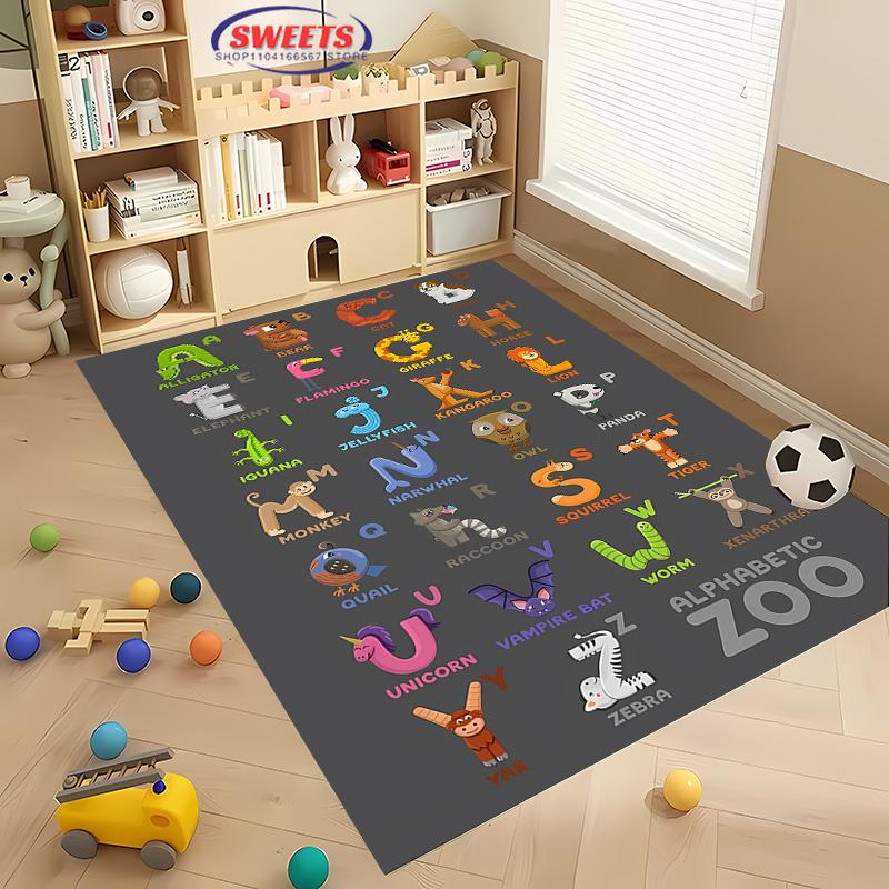 Детский коврик ABC для игровой комнаты, класса, малышей, обучающий игровой коврик с алфавитом, цифрами, формами, веселье для дошкольников