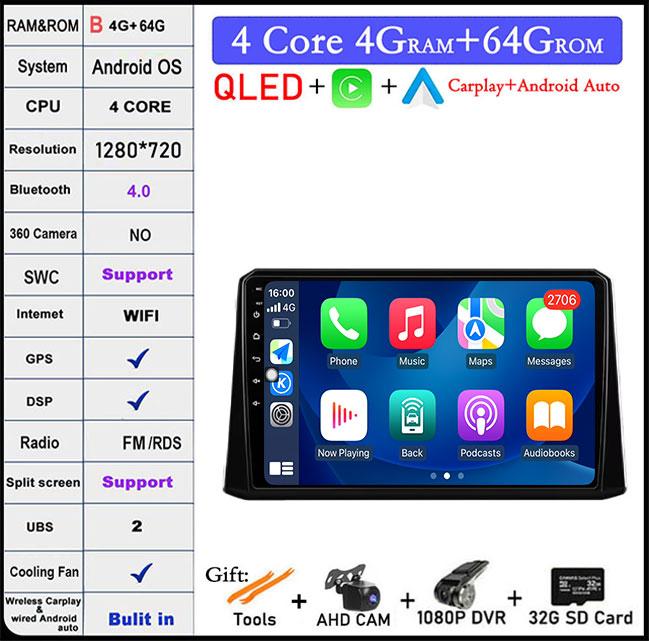 Для Toyota Corolla 2019-2020 Авто GPS Навигация Android 14 WiFi lPS/QLED Экран RDS Стерео Радио Автомобильный Мультимедийный Плеер 4GLTE