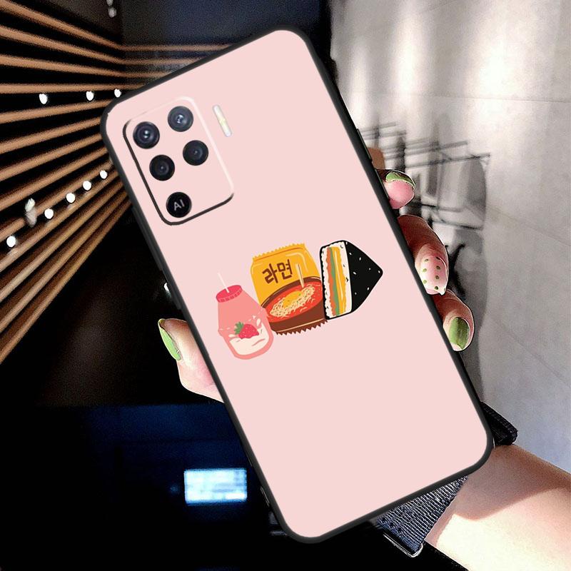 Милый кейс-коробочка клубничного молока для Oppo A78 A98 A18 A38 A58 A60 A80 A40 A77 A57 A17 A74 A54 A94 A96 A76 A16 A15 A5 Pro