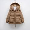 Пуховик женский зимний модный приталенный маленький теплый утолщенный с капюшоном