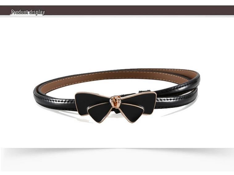 Женский модный черный лаковый ремень с бантом - Универсальный аксессуар для подчеркивания талии из натуральной кожи