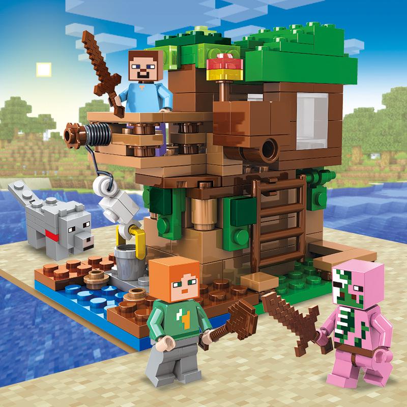 Строительный набор Minecraft "Деревня в пещере" для детей с интерактивными элементами и тематическими персонажами