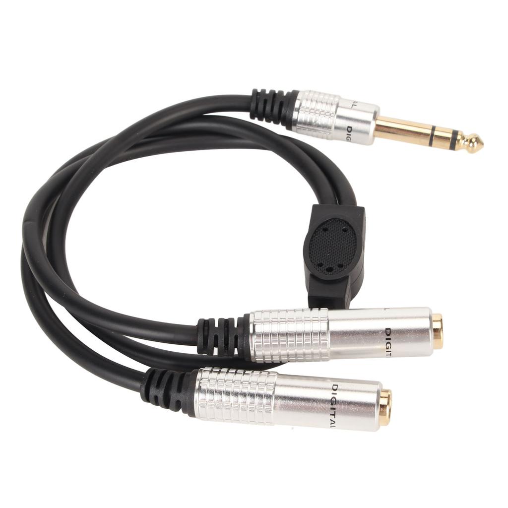 14 Inch Stereo Splitter Y Cable Dual Channel Aluminum Alloy 6.35mm Male Plug To Dual 6.35mm Female