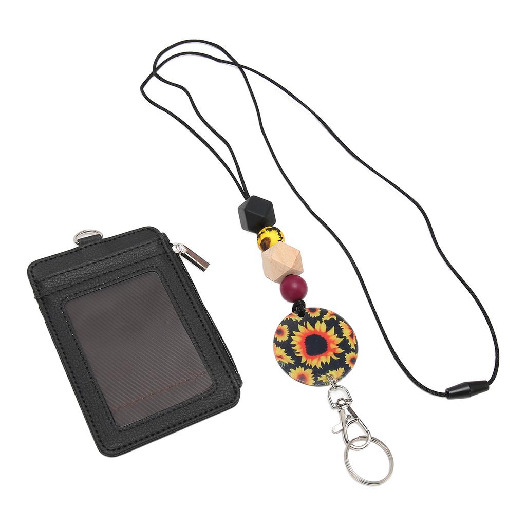 Держатель для бейджа вертикальный из искусственной кожи с силиконовым шнурком для подвешивания с разделительной нитью