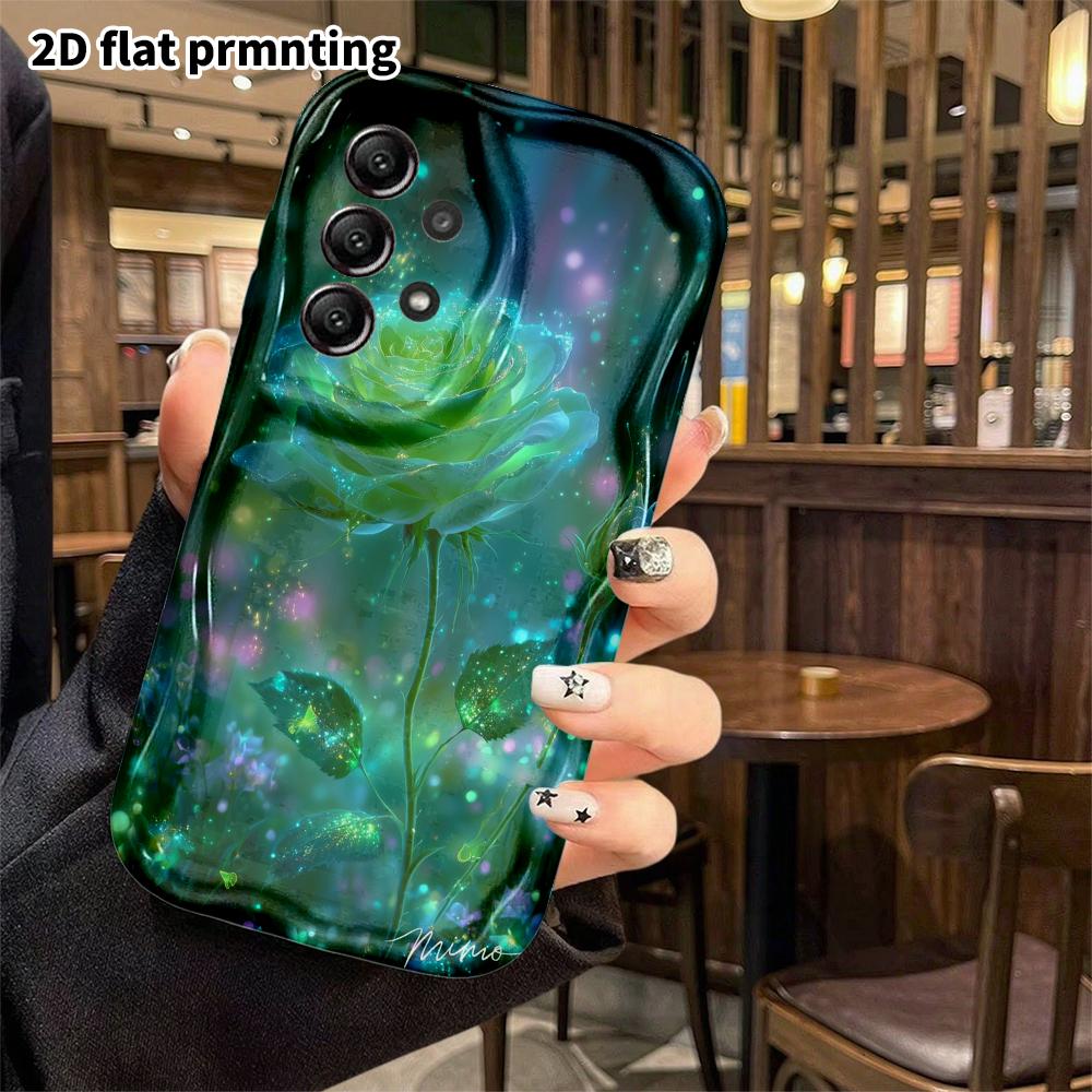 Phone Case: 2D Flat Samsung Galaxy A34 A35 S20 S22 S21 FE Plus Ultra Protective Case, Fluorescent Crystal Rose, Christmas and Halloween Gift