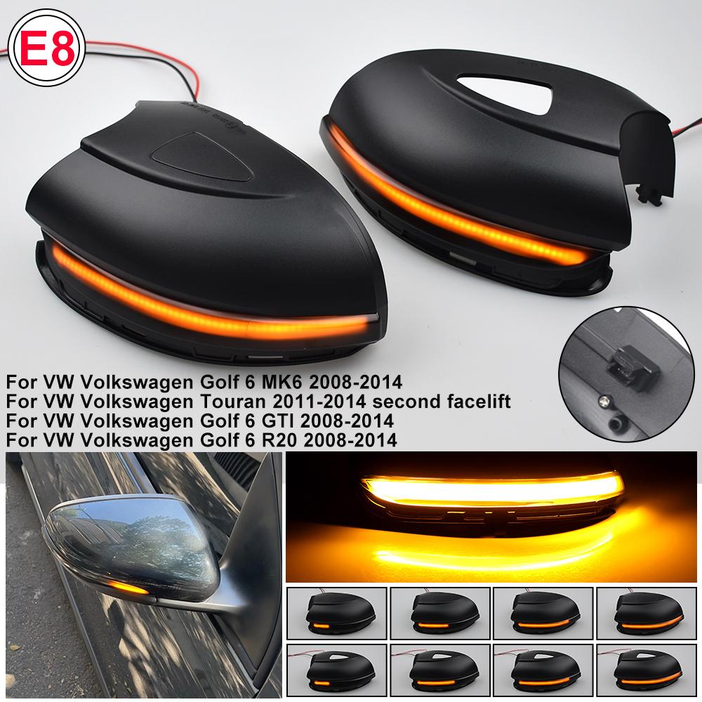 2pcs For Volkswagen VW Golf 6 MK6 GTI R32 08-14 2Pcs Car Dynamic LED Turn Signal Light Rearview Mirror Blinker Indicator