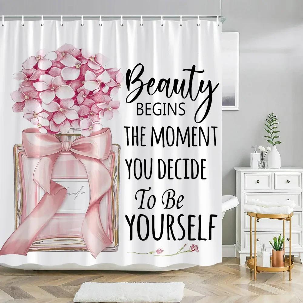 Косметические Духи и Цветочная Занавеска для Душа и Коврик Набор для Ванной Комнаты Цветы Туфли Помада Домашняя Ткань Подвесная Занавеска Декор для Ванной Комнаты