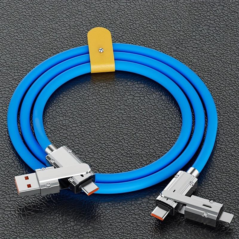 Кабель для быстрой зарядки данных мощностью 120 Вт «четыре в одном», кабель для зарядки с 4 головками, многофункциональное преобразование с несколькими головками, подходит для IPhone / typec, Samsung Xiaomi