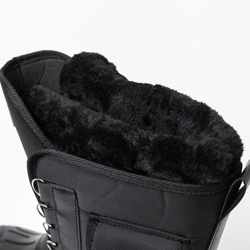 Зимние водонепроницаемые ботинки для снега, мужские модные плюшевые ботинки с толстой подошвой, теплые удобные ботинки для отдыха на открытом воздухе, нескользящие, для рыбалки, повседневная обувь для ходьбы
