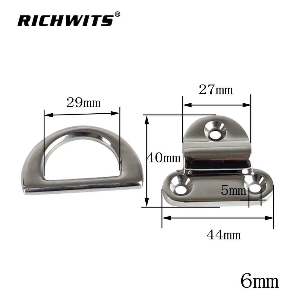 Stainless Steel 316 D-Shaped Mirror Polished Yacht Mooring Ring Deck Fitting