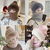 Women Windproof Cycling Neck Warmer Plush Velvet Hats Beanies Hat Hat Scarf Set