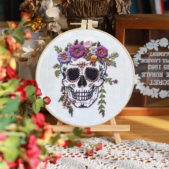 Набор для вышивания на Хэллоуин Набор для вышивки крестом своими руками с пяльцами для вышивания Ручная вышивка для начинающих Поделки гномов для начинающих Взрослые