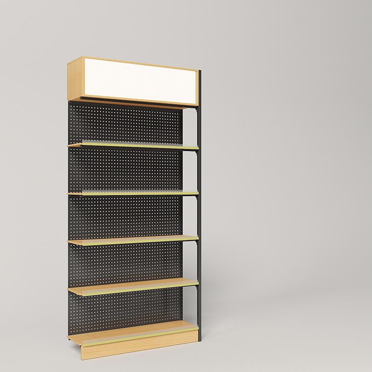 Steel-Wood Display Rack with Hooks for Snacks & Stationery