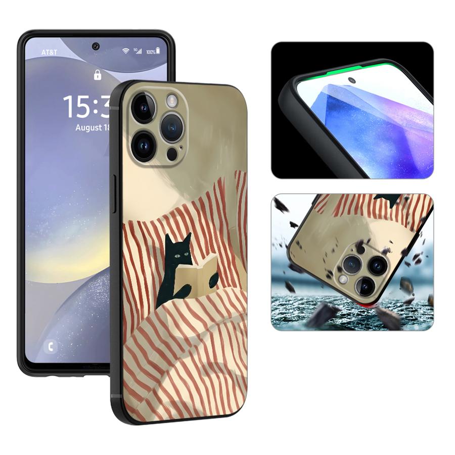 Чехол для телефона Чехол для телефона для Apple iPhone 17 Pro Max 11 Air 14 XR XS MAX 13 16 15 Pro 7 8 12 17e Мультяшная клеточка Кошка