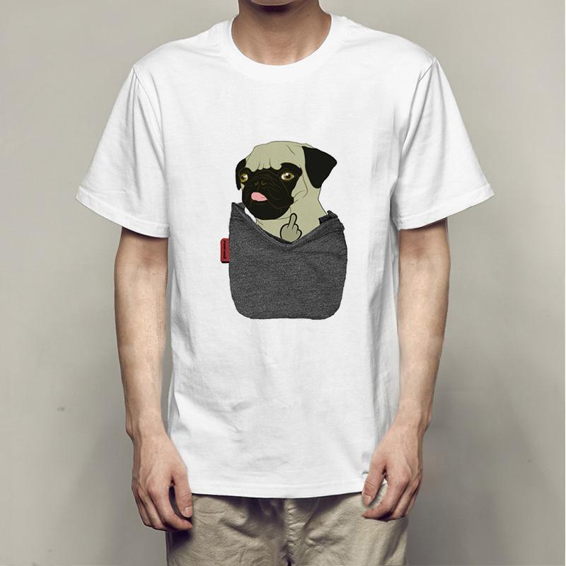 Летние футболки Bago Dog Rock Pug Rock из хлопка с принтом, свободные, с круглым вырезом и коротким рукавом, мужские