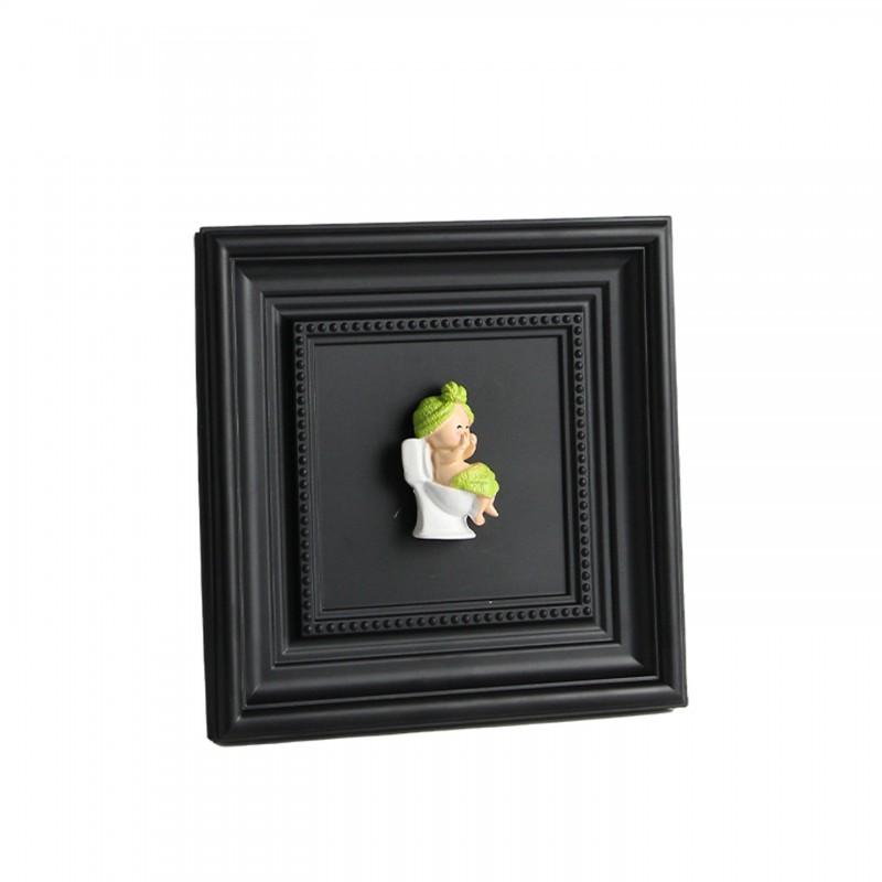 3D Bathing Girl Decorative Frame Black Vintage Carved Photo Desktop Ornament Living Room Study
