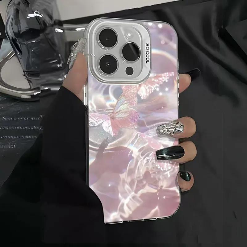 Эстетичный чехол с волнами воды и бабочкой для Redmi Note 13 12 11 14 Pro Plus 4G 5G 12S 11S 10 S 13C 14C Матовая твердая задняя крышка