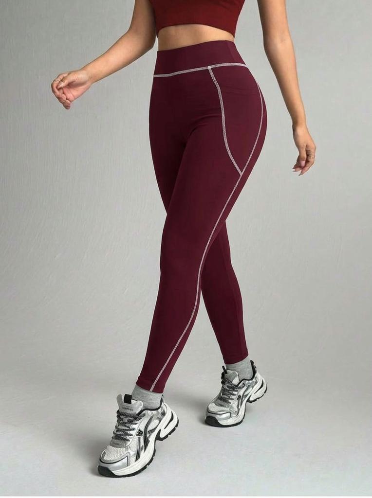 Голые леггинсы для женщин, высокая талия, подъем ягодиц, контрастные спортивные штаны для фитнеса, модные быстросохнущие облегающие брюки для женщин
