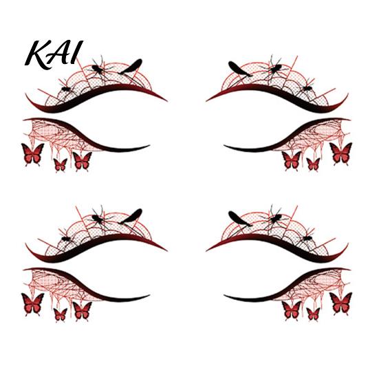 Non Residue Face Stickers 2 Pairs Halloween Eye Tattoo Stickers, Waterproof Temporary Decals with Water Transfer Skin Pumpkin Bat Spider Web,