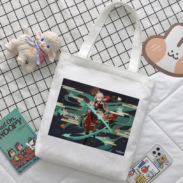 Женская сумка с героями мультфильмов Genshin Impact, сумка-шопер Y2K, повседневная модная женская сумка на плечо, японская холщовая сумка в стиле Харадзюку, большая вместительная сумка