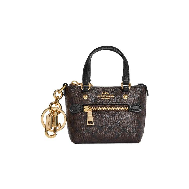 Coach Мини-сумка Женские сумки Коричневый CC895-IMAA8 Галерея Застежка-молния Внешний карман Брелок Покрытие из холста и гладкая кожа