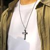 Стильные многослойные necklaces с крестом для мужчин и мальчиков, двухцветный черный серебристый цвет, подвеска-крест, религиозный молитвенный ожерелье
